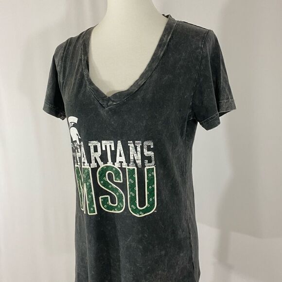 Michigan State Spartan V Neck T Shirt - Picture 3 of 6